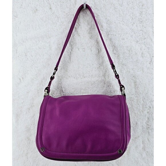 ANTONIO MELANI Purple Smooth Leather Shoulder Bag Silver Hardware - Picture 2 of 16